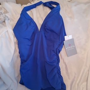Athleta blue tankini swim top small